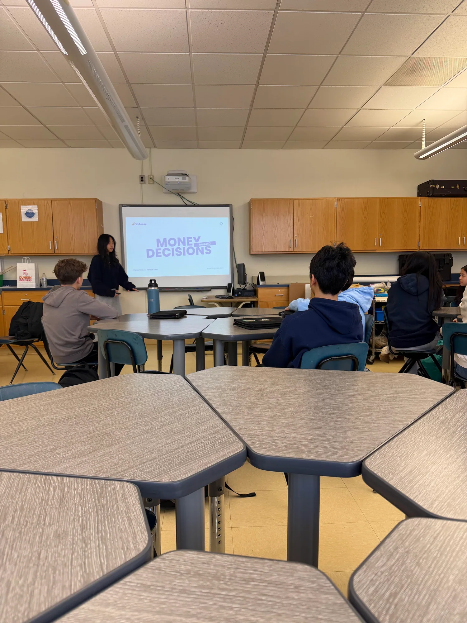 FinGoose money decisions workshop at Charles DeWolf Middle School